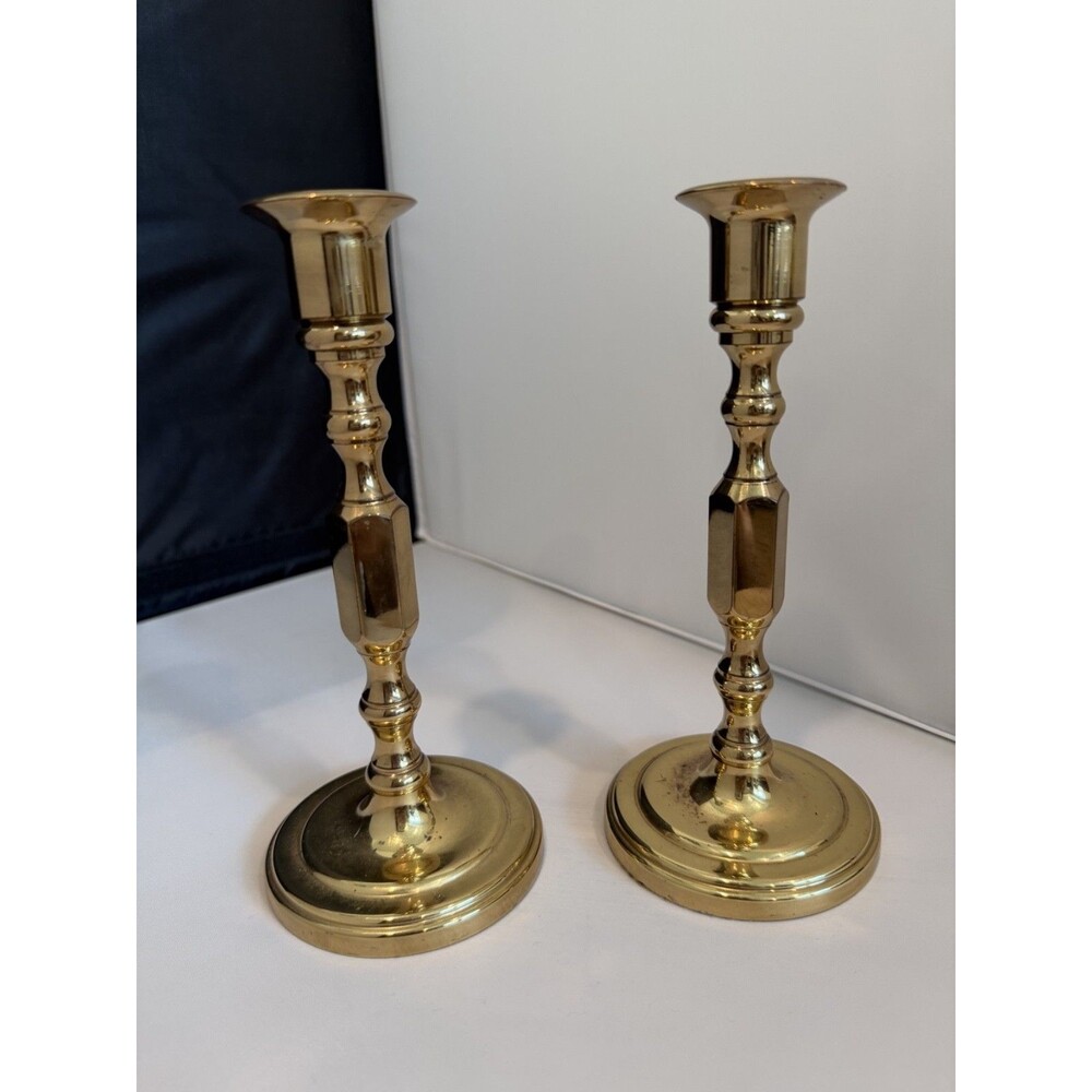 Virginia Metalcrafters Brass Candlesticks Pair 1776-1976 Bicentennial 7.5”